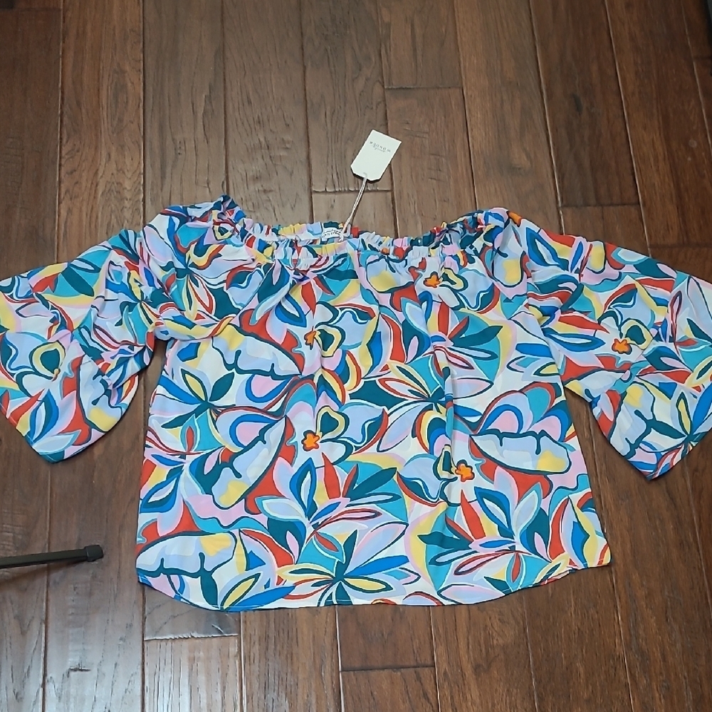 NWT Emily Wonder Bright Floral Off-the-Shoulder Blouse size 1X